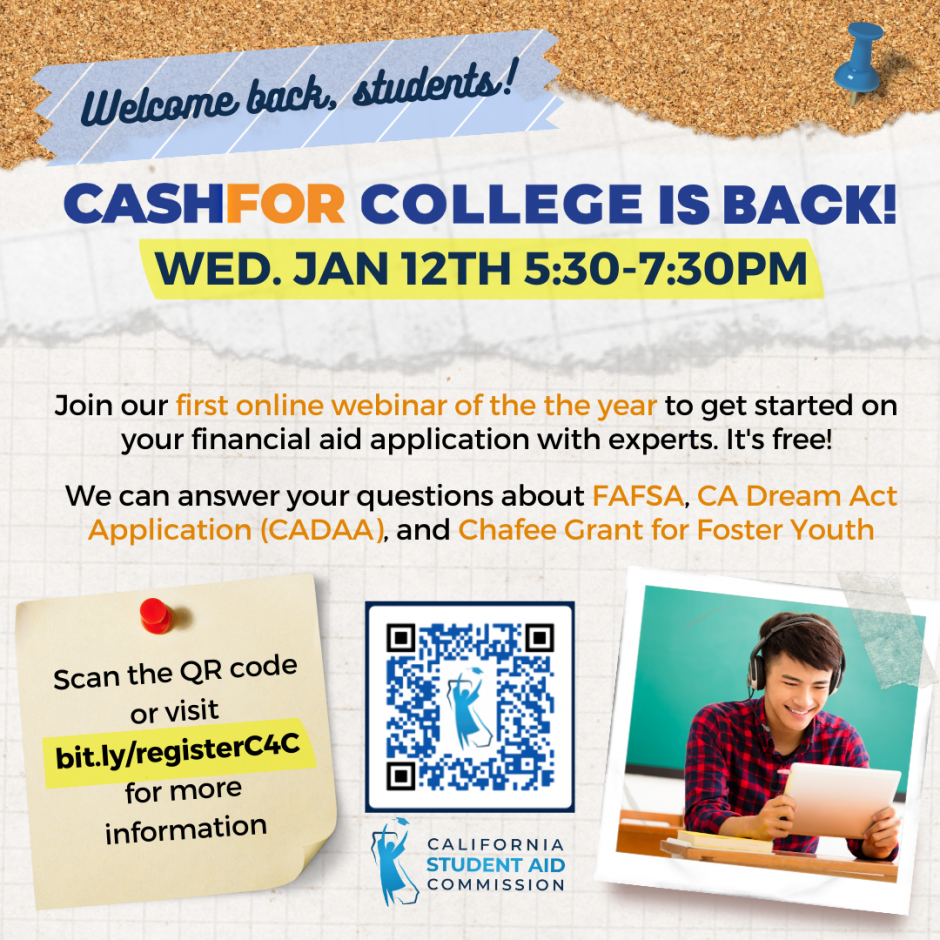 January 12, 2022  Cash for College Webinar  Calendar