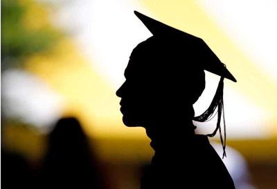 Profile silhouette of graduating student 